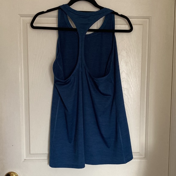 Athleta Womens Racerback ank Top Semi-sheer Detail Shirt Blue Medium - Picture 4 of 12